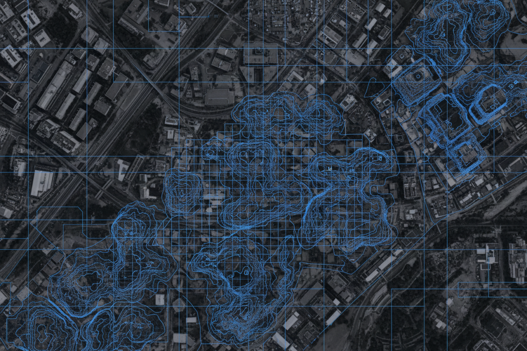 Visualización de nube de puntos LiDAR generada por IMAER para un proyecto de infraestructura ferroviaria en Barcelona.n