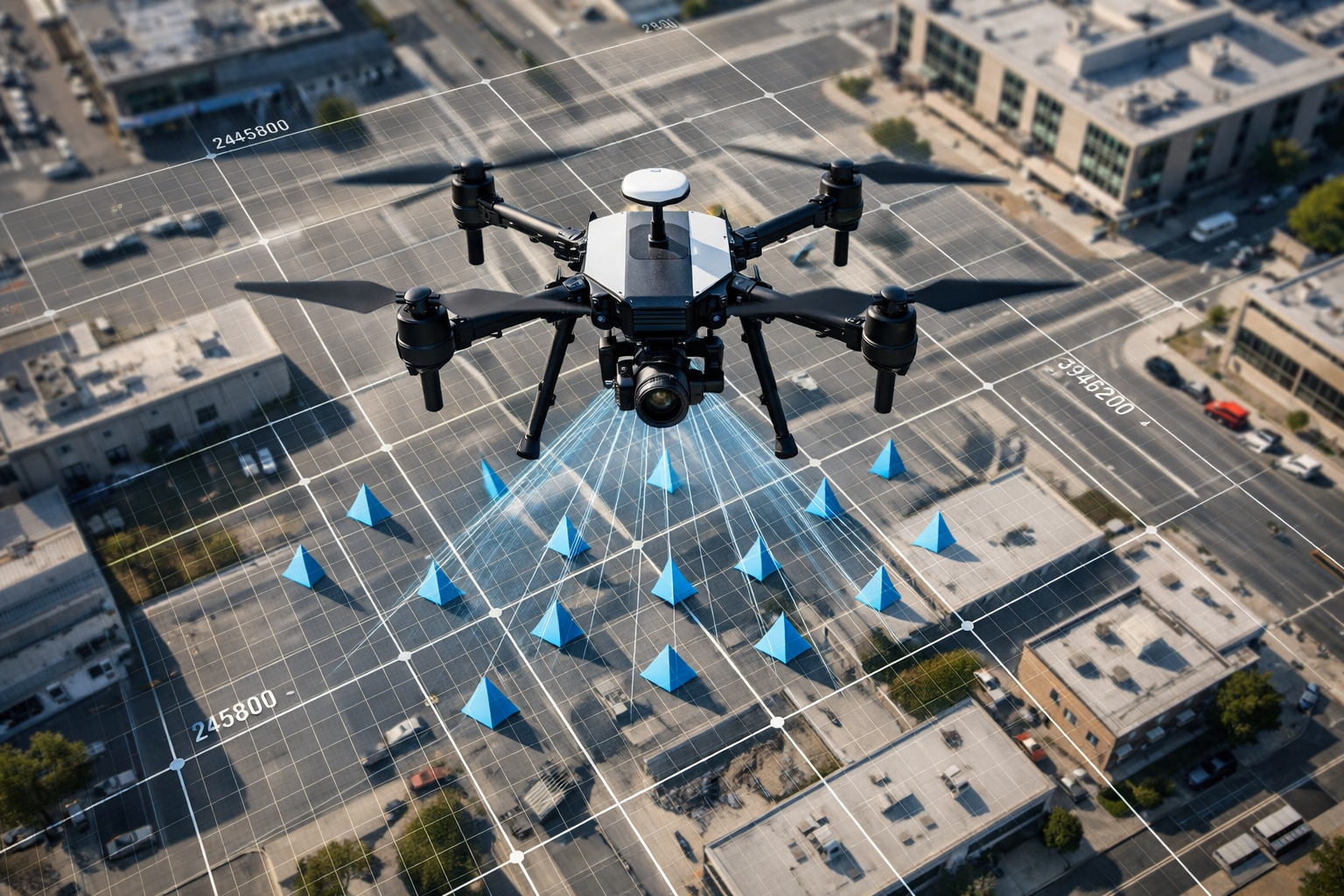 "Servicio de fotogrametría aérea y vuelos cartográficos con drones profesionales para ingeniería en Barcelona por IMAER."